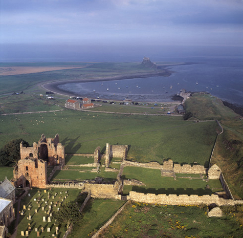17 Aug 1997, Northumberland, England, UK --- Priory in foreground; castle in background. --- Image by © Skyscan/Corbis
